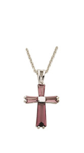 February Lady Birthstone Cross Necklace - Sterling Silver Pendant on 18 Stainless Chain SX9402SH February Lady Birthstone Cross Necklace - Sterling Silver Pendant on 18 Stainless Chain SX9402SH