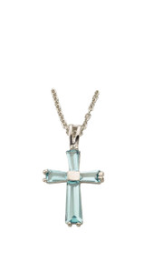 March Lady Birthstone Cross Necklace - Sterling Silver Pendant on 18 Stainless Steel Chain SX9403SH March Lady Birthstone Cross Necklace - Sterling Silver Pendant on 18 Stainless Steel Chain SX9403SH