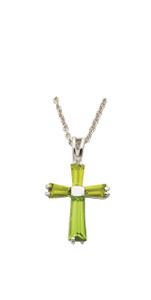 August Lady Birthstone Cross Necklace - Sterling Silver Pendant on 18 Stainless Chain SX9408SH August Lady Birthstone Cross Necklace - Sterling Silver Pendant on 18 Stainless Chain SX9408SH