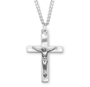 Basic Engraved Crucifix Necklace - Sterling Silver 1.2" Pendant on 20" Stainless Chain Basic Engraved Crucifix Necklace - Sterling Silver 1.2" Pendant on 20" Stainless Chain