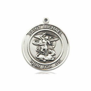 St Michael Medal - Sterling Silver Round Pendant 2 Sizes St Michael Medal - Sterling Silver Round Pendant 2 Sizes