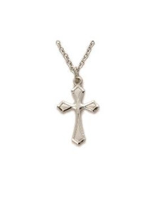 Flared Cross Necklace - Sterling Silver Pendant on 18 Stainless Chain SX8348SH Flared Cross Necklace - Sterling Silver Pendant on 18 Stainless Chain SX8348SH