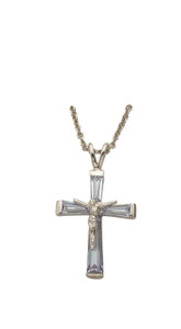 June Birthstone Crucifix Necklace - Sterling Silver Pendant on 18 Stainless Steel Chain SX9302SH June Birthstone Crucifix Necklace - Sterling Silver Pendant on 18 Stainless Steel Chain SX9302SH