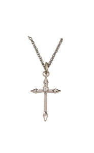 Pointed Cubic Zirconium Cross Necklace - Sterling Silver Pendant on 18 Stainless Chain SX7974SH Pointed Cubic Zirconium Cross Necklace - Sterling Silver Pendant on 18 Stainless Chain SX7974SH