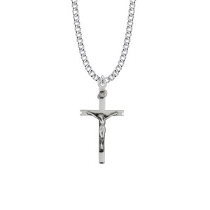 Mens Papal Crucifix Necklace - Sterling Silver Pendant On 24