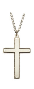 Our Father Beaded Cross Necklace - Sterling Silver Pendant on 24 Stainless Chain SX9383SH Our Father Beaded Cross Necklace - Sterling Silver Pendant on 24 Stainless Chain SX9383SH