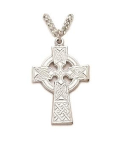Celtic Cross Necklace - Sterling Silver Pendant on 24 Stainless Steel Chain SX0423SH Celtic Cross Necklace - Sterling Silver Pendant on 24 Stainless Steel Chain SX0423SH