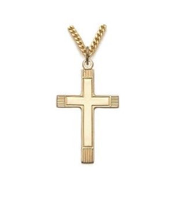 Mens Line Cross Necklace - 24KT Gold Over Sterling Silver Pendant on 24 Stainless Chain SX8001VH Mens Line Cross Necklace - 24KT Gold Over Sterling Silver Pendant on 24 Stainless Chain SX8001VH