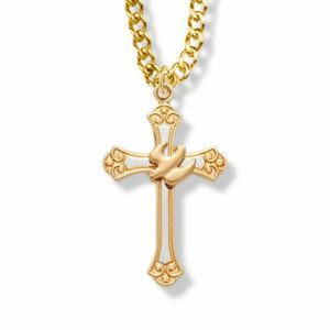 2Tone Dove Cross Necklace - 24KT Gold Over Sterling Silver Pendant on 18 Gold-Plated Chain SX7986VH 2Tone Dove Cross Necklace - 24KT Gold Over Sterling Silver Pendant on 18 Gold-Plated Chain SX7986VH