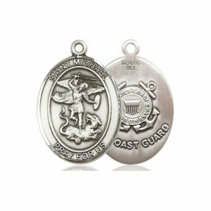 St Michael Coast Guard Medal - Sterling Silver Oval Pendant 3 Sizes St Michael Coast Guard Medal - Sterling Silver Oval Pendant 3 Sizes