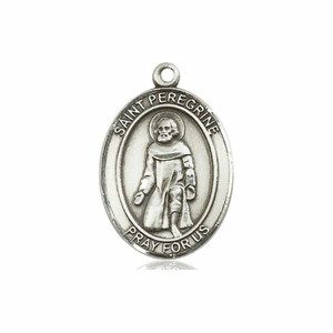 St Peregrine Medal - Sterling Silver Oval Pendant 3 Sizes St Peregrine Medal - Sterling Silver Oval Pendant 3 Sizes