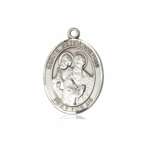 Sts Peter and Paul Medal - Sterling Silver Oval Pendant 3 Sizes Sts Peter and Paul Medal - Sterling Silver Oval Pendant 3 Sizes