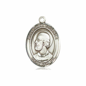 Pope St Eugene I Medal - Sterling Silver Oval Pendant 3 Sizes Pope St Eugene I Medal - Sterling Silver Oval Pendant 3 Sizes