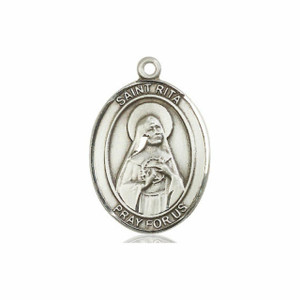 St Rita Medal - Sterling Silver Oval Pendant 3 Sizes St Rita Medal - Sterling Silver Oval Pendant 3 Sizes