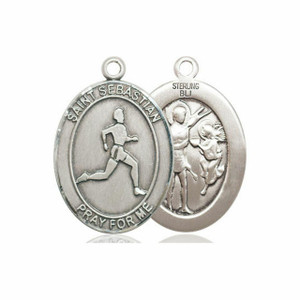 St Sebastian Track and Field Medal - Sterling Silver Oval Pendant 3 Sizes St Sebastian Track and Field Medal - Sterling Silver Oval Pendant 3 Sizes