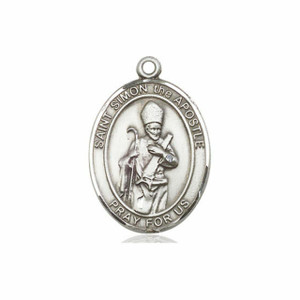 St Simon The Apostle Medal - Sterling Silver Oval Pendant 3 Sizes St Simon The Apostle Medal - Sterling Silver Oval Pendant 3 Sizes