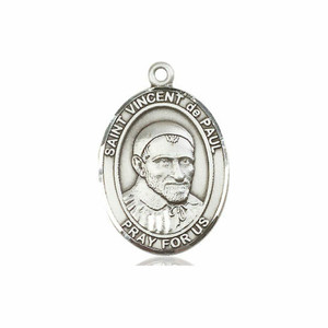St Vincent De Paul Medal - Sterling Silver Oval Pendant 3 Sizes St Vincent De Paul Medal - Sterling Silver Oval Pendant 3 Sizes