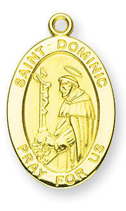 St Dominic Medal With 14KT Jump Ring - Boxed - 14kt Gold 7/8 x 1/2 Oval Pendant A9243 St Dominic Medal With 14KT Jump Ring - Boxed - 14kt Gold 7/8 x 1/2 Oval Pendant A9243