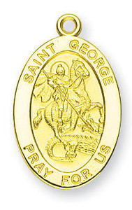 St George Medal With 14KT Jump Ring - Boxed - 14kt Gold 7/8 x 1/2 Oval Pendant A9261 St George Medal With 14KT Jump Ring - Boxed - 14kt Gold 7/8 x 1/2 Oval Pendant A9261