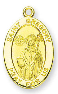 St Gregory Medal With 14KT Jump Ring - Boxed - 14kt Gold 7/8 x 1/2 Oval Pendant A9265 St Gregory Medal With 14KT Jump Ring - Boxed - 14kt Gold 7/8 x 1/2 Oval Pendant A9265