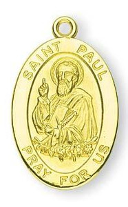 St Paul Medal With 14KT Jump Ring - Boxed - 14kt Gold 7/8 x 1/2 Oval Pendant A9326