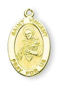 St Vincent Medal With 14KT Jump Ring - Boxed - 14kt Gold 7/8 x 1/2 Oval Pendant A9359 St Vincent Medal With 14KT Jump Ring - Boxed - 14kt Gold 7/8 x 1/2 Oval Pendant A9359