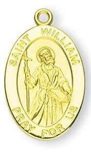 St William Medal With 14KT Jump Ring - Boxed - 14kt Gold 7/8 x 1/2 Oval Pendant A9363