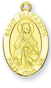 St Elizabeth Medal With 14KT Jump Ring - Boxed - 14kt Gold 7/8 x 1/2 Oval Pendant A9431 St Elizabeth Medal With 14KT Jump Ring - Boxed - 14kt Gold 7/8 x 1/2 Oval Pendant A9431
