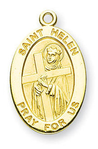 St Helen Medal With 14KT Jump Ring - Boxed - 14kt Gold 7/8 x 1/2 Oval Pendant A9442 St Helen Medal With 14KT Jump Ring - Boxed - 14kt Gold 7/8 x 1/2 Oval Pendant A9442