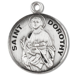 St Dorothy Medal - Sterling Silver - On 18 Stainless Chain - Sterling Silver 7/8 x 3/4 Round Pendant St Dorothy Medal - Sterling Silver - On 18 Stainless Chain - Sterling Silver 7/8 x 3/4 Round Pendant