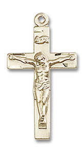 Simple Crucifix Pendant - 14kt Gold 7/8 x 1/2 0001 Simple Crucifix Pendant - 14kt Gold 7/8 x 1/2 0001