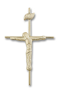 Thin Large Crucifix Pendant - 14kt Gold 1 1/4 x 3/4 0010 Thin Large Crucifix Pendant - 14kt Gold 1 1/4 x 3/4 0010