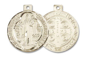 14kt Gold St Benedict Medal - Round Pendant 2 Sizes 14kt Gold St Benedict Medal - Round Pendant 2 Sizes