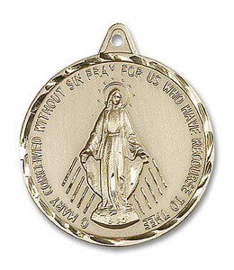 Extra Large Miraculous Medal - 14kt Gold 1 3/8 x 1 1/4 Round Pendant 0203M Extra Large Miraculous Medal - 14kt Gold 1 3/8 x 1 1/4 Round Pendant 0203M