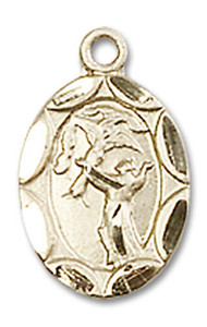 Embellished St Francis Medal Charm - 14kt Gold Oval Pendant 0301FC Embellished St Francis Medal Charm - 14kt Gold Oval Pendant 0301FC
