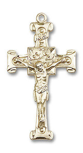 Scroll Ends Crucifix Pendant - 14kt Gold 1 3/4 x 7/8 0479 Scroll Ends Crucifix Pendant - 14kt Gold 1 3/4 x 7/8 0479