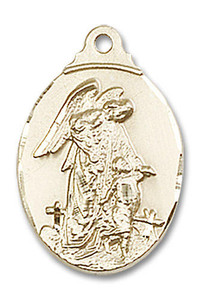 Guardian Angel Medal - 14kt Gold 7/8 x 1/2 Oval Pendant 0599E Guardian Angel Medal - 14kt Gold 7/8 x 1/2 Oval Pendant 0599E