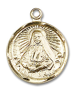 St Frances Cabrini Medal - 14kt Gold 5/8 x 1/2 Round Pendant 0601O St Frances Cabrini Medal - 14kt Gold 5/8 x 1/2 Round Pendant 0601O