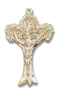 Tree of Life Crucifix Pendant - 14kt Gold 2 Sizes Tree of Life Crucifix Pendant - 14kt Gold 2 Sizes