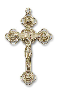Oversized Embellished Crucifix Pendant - 14kt Gold 2 1/8 x 1 1/4 0654 Oversized Embellished Crucifix Pendant - 14kt Gold 2 1/8 x 1 1/4 0654