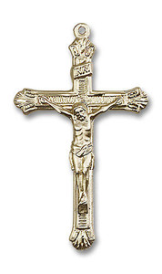 Extra Large Embellished Crucifix Pendant - 14kt Gold 1 7/8 x 1 0657 Extra Large Embellished Crucifix Pendant - 14kt Gold 1 7/8 x 1 0657