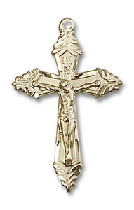 Extra Large Embellished Crucifix Pendant - 14kt Gold 1 5/8 x 1 0665 Extra Large Embellished Crucifix Pendant - 14kt Gold 1 5/8 x 1 0665
