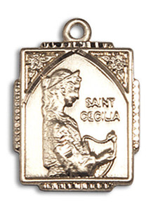 St Cecilia Medal - 14kt Gold 3/4 x 1/2 Rectangular Pendant 0804CE St Cecilia Medal - 14kt Gold 3/4 x 1/2 Rectangular Pendant 0804CE