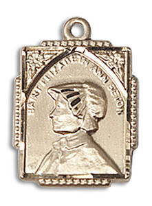 St Elizabeth Ann Seton Medal - 14kt Gold 3/4 x 1/2 Rectangular Pendant 0804EA St Elizabeth Ann Seton Medal - 14kt Gold 3/4 x 1/2 Rectangular Pendant 0804EA