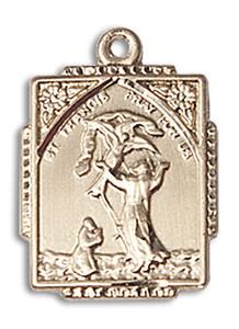 St Francis Medal - 14kt Gold 3/4 x 1/2 Rectangular Pendant 0804FC St Francis Medal - 14kt Gold 3/4 x 1/2 Rectangular Pendant 0804FC