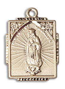 Our Lady of Guadalupe Medal - 14kt Gold 3/4 x 1/2 Rectangular Pendant 0804F Our Lady of Guadalupe Medal - 14kt Gold 3/4 x 1/2 Rectangular Pendant 0804F