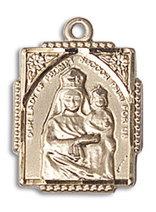 Our Lady of Prompt Succor Medal - 14kt Gold 3/4 x 1/2 Rectangular Pendant 0804PS Our Lady of Prompt Succor Medal - 14kt Gold 3/4 x 1/2 Rectangular Pendant 0804PS