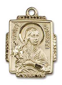 St Goretti Medal - 14kt Gold 3/4 x 1/2 Rectangular Pendant 0804Q St Goretti Medal - 14kt Gold 3/4 x 1/2 Rectangular Pendant 0804Q