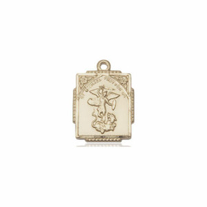 St Michael Medal - 14kt Gold 3/4 x 1/2 Rectangular Pendant 0804R St Michael Medal - 14kt Gold 3/4 x 1/2 Rectangular Pendant 0804R