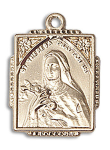 St Theresa Medal - 14kt Gold 3/4 x 1/2 Rectangular Pendant 0804T St Theresa Medal - 14kt Gold 3/4 x 1/2 Rectangular Pendant 0804T